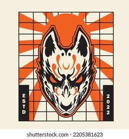 japanese fox mask vector, japanese mask