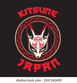 japanese fox mask vector, japanese mask	
