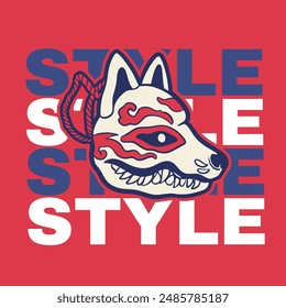 japanese fox mask vector, japanese mask	
