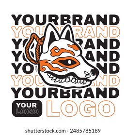 japanese fox mask vector, japanese mask	

