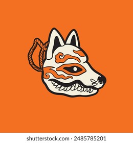 japanese fox mask vector, japanese mask	

