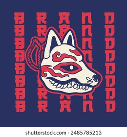 japanese fox mask vector, japanese mask	
