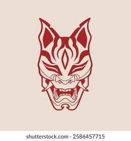 japanese fox mask vector, japanese mask	