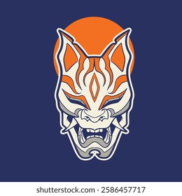 japanese fox mask vector, japanese mask	