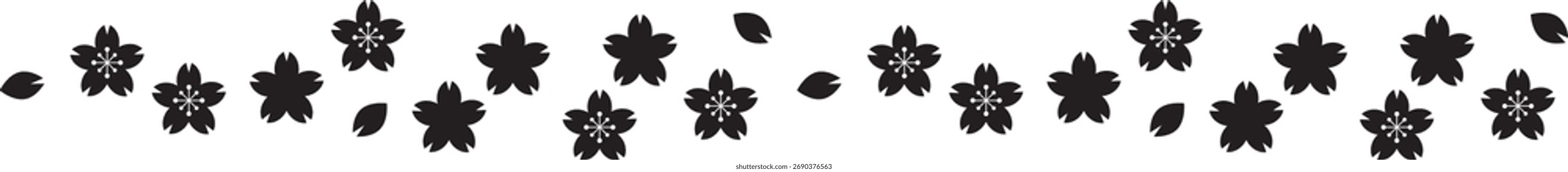 Japanese frame border pattern of cherry blossom, vector illustration.
