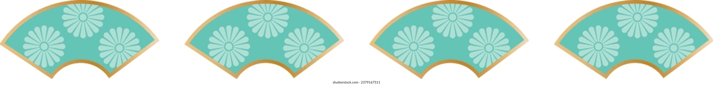 Japanese frame border pattern of decorative fan. For New Year’s card, vector illustration
