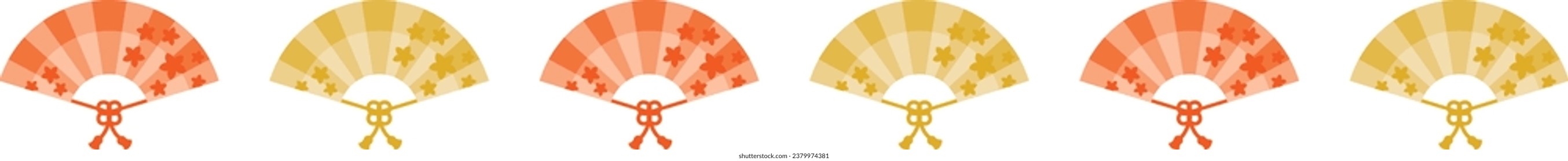 Japanese frame border pattern of decorative fan. For New Year’s card, vector illustration