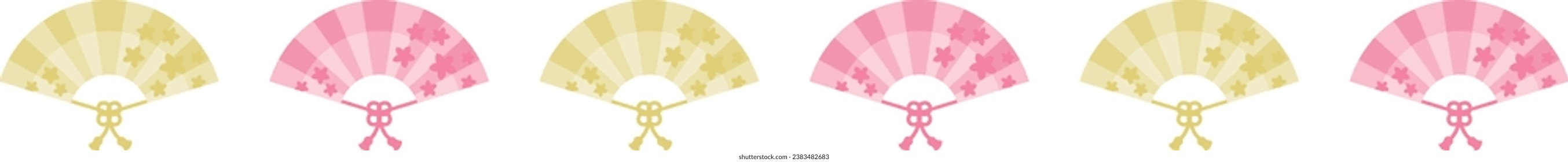 Japanese frame border pattern of decorative fan. For New Year’s card, vector illustration