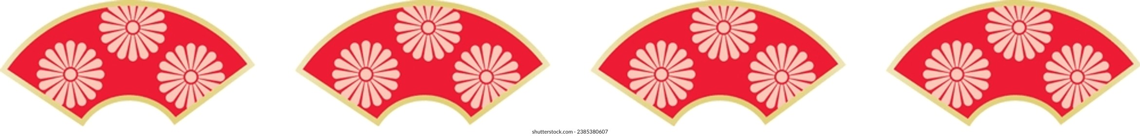 Japanese frame border pattern of decorative fan. For New Year’s card, vector illustration