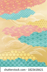 Japanese frame for new year with cloud