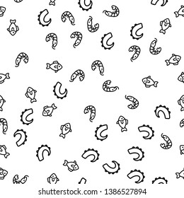 Japanese Fresh Seafood Restaurant Seamless Pattern. Delicious Fish, Squid, Shrimp, Octopus Chinese Lunch Cafe. Underwater Sea World. Gourmet Fishing Protein Eat Flat Vector Illustration