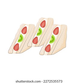 Japanese Fruit Sando Vector Illustration Logo With Cream Filling And Fresh Fruit