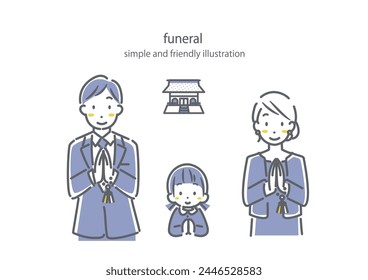 Japanese funeral, folk culture illustration