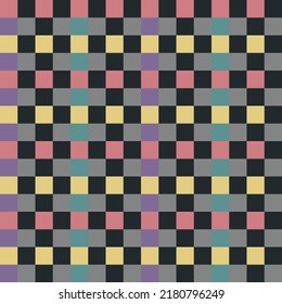 Japanese Funny Checkered Vector Seamless Pattern