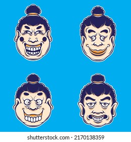 japanese funny mask vector set