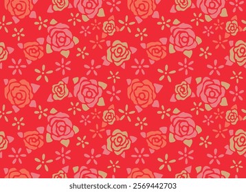 Japanese Funny Rose Leaf Vector Seamless Pattern
