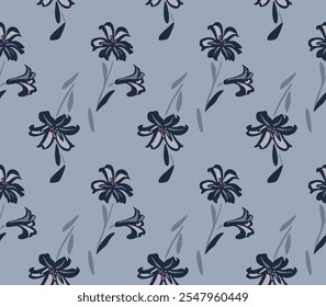 Japanese Garden Bouquet Vector Seamless Pattern