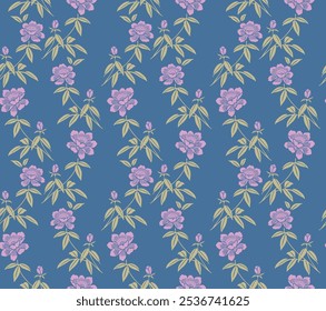 Japanese Garden Flower Leaf Vector Seamless Pattern

