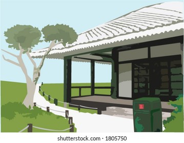Japanese Garden - Grunge Style Vector