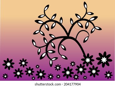 japanese garden illustration