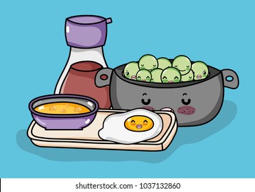 Japanese gastronomy cute kawaii cartoons