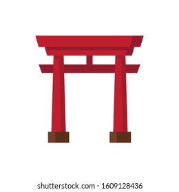 Japanese Gate Flat Colorful Vector Icon, Japanese Theme Design