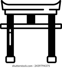 Japanese Gate glyph and line vector illustration