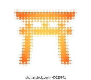 Japanese Gate, halftone vector