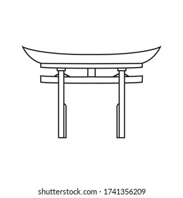 Japanese gate line icon vector simple design