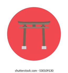 Japanese gate torii icon with red circle vector stock