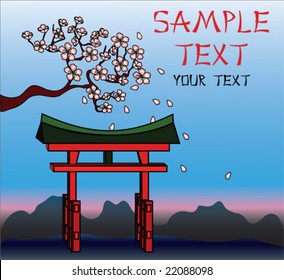 Japanese gate - Torii, vector image