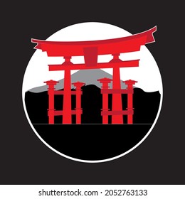 the Japanese gate vector art cartoons