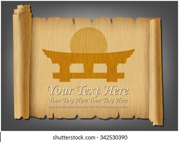 Japanese gates in old scroll