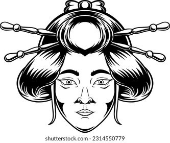 japanese geisha character vector illustration