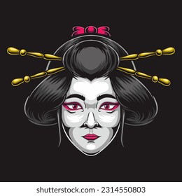 japanese geisha character vector illustration