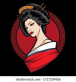 japanese  geisha character vector logo