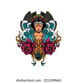 Japanese geisha culture illustration background