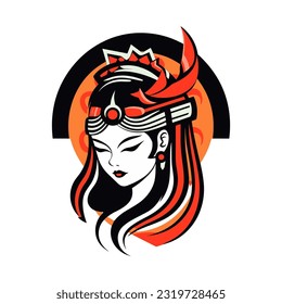 japanese geisha girl hand drawn logo design illustration