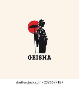 japanese geisha girl mascot logo design template vector icon illustration. geisha women japan symbol