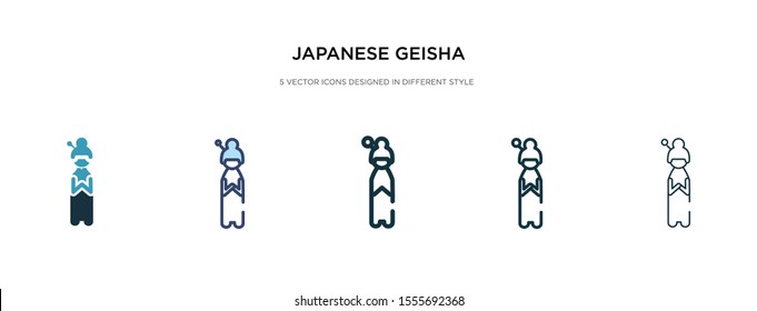 japanese geisha icon in different style vector illustration. two colored and black japanese geisha vector icons designed in filled, outline, line and stroke style can be used for web, mobile, ui
