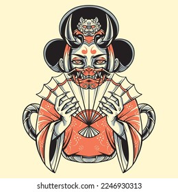 Japanese Geisha illustration asset. vector art