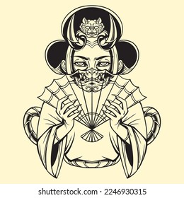Japanese Geisha illustration asset. vector art