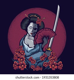 Japanese geisha illustration logo design