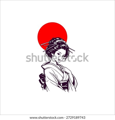 Japanese geisha kimono artwork vector illustration