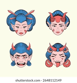 Máscara de gueixa japonesa arte vetorial