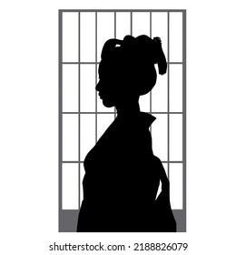 Japanese Geisha silhouette. Idea for a tattoo. Vector illustration.