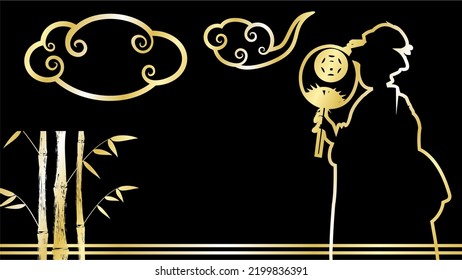 japanese geisha woman golden luxury illustration background in vector format