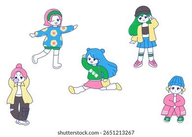 Japonês Gen Z-estilo pop meninas com personalidades únicas