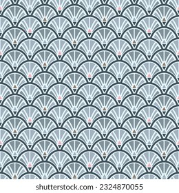 Japanese Geometic Fan Wave Vector Seamless Pattern
