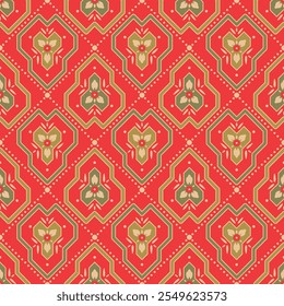 Japanese Geometric Flower Diamond Vector Seamless Pattern